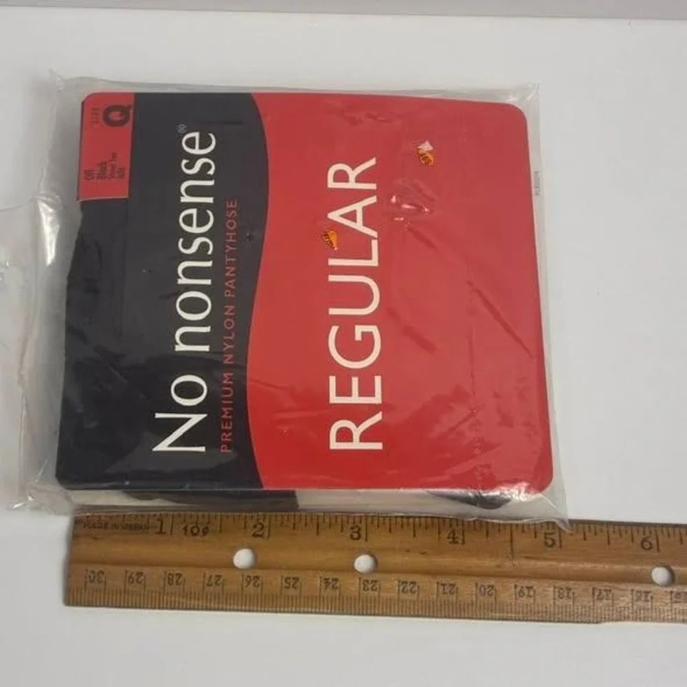 No Nonsense Premium Nylon Pantyhose Off Black Sheer Toe Size Q Regular New NIP